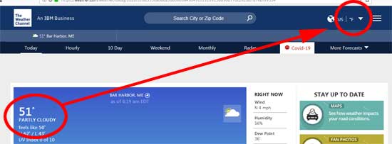 F to C Weather Channel screenshot